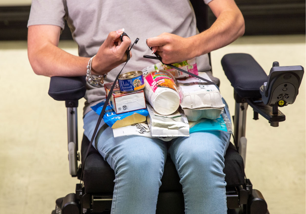 How to carry groceries in a wheelchair without dropping them.