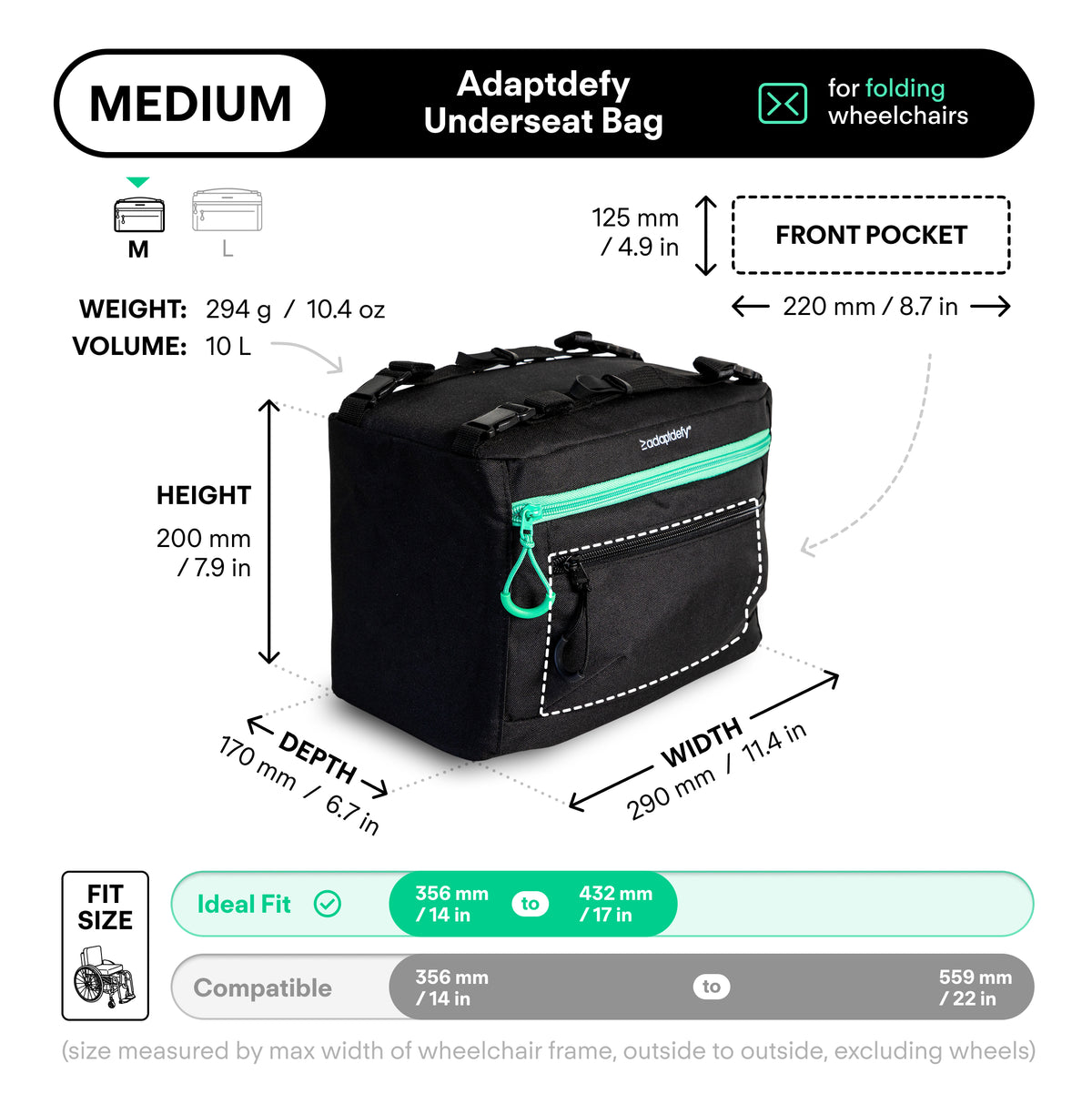 Adaptdefy Underseat Bag for Folding Wheelchairs