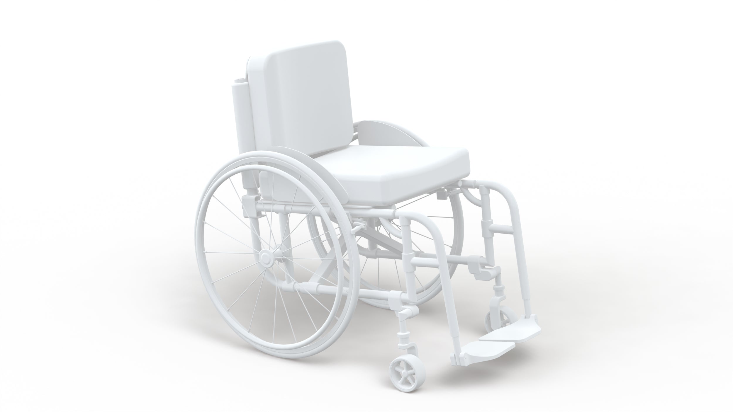 side view render of a folding manual wheelchair