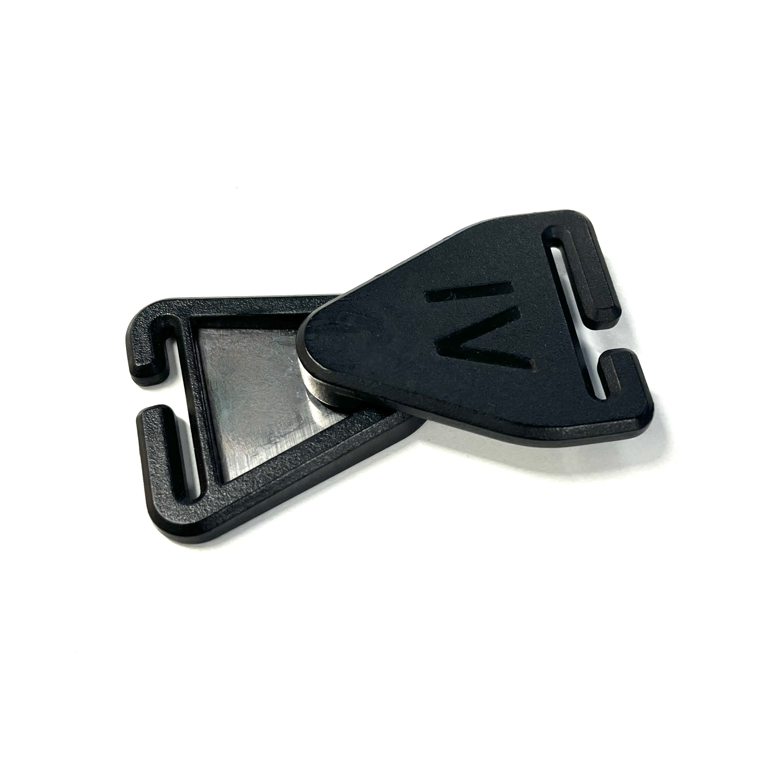 LapStacker Magnetic Buckle Set black plastic buckle on a white background
