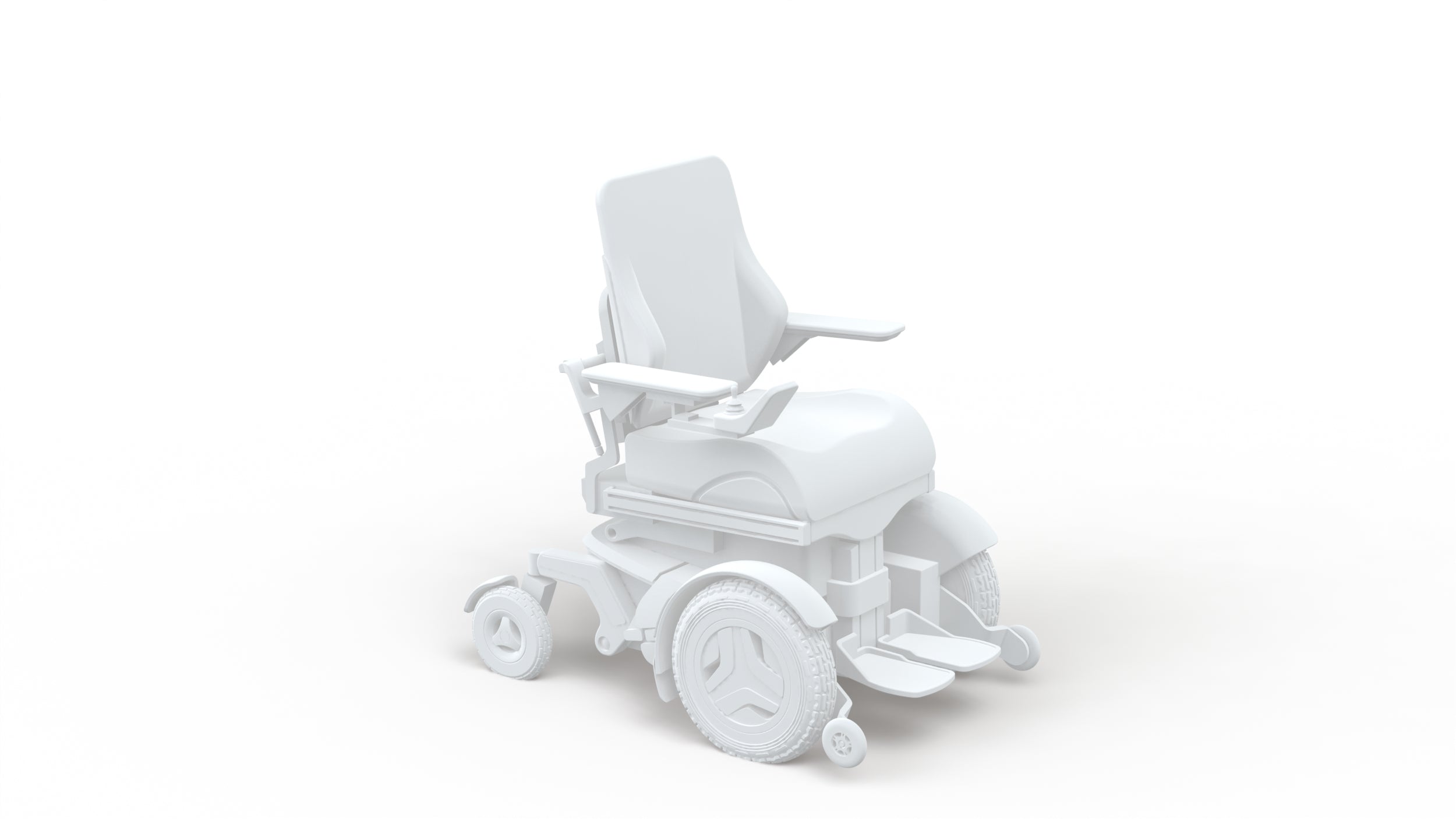 side view render of a Permobil power wheelchair