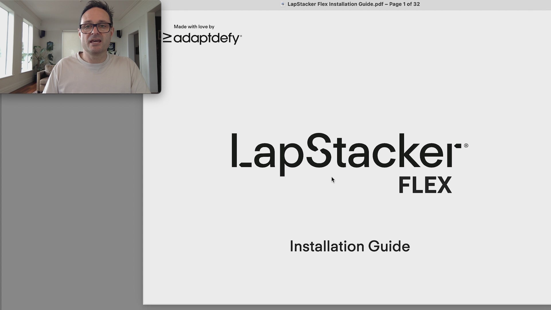 Mike talking through the installation of LapStacker flex using a screen share of the installation guide in pdf