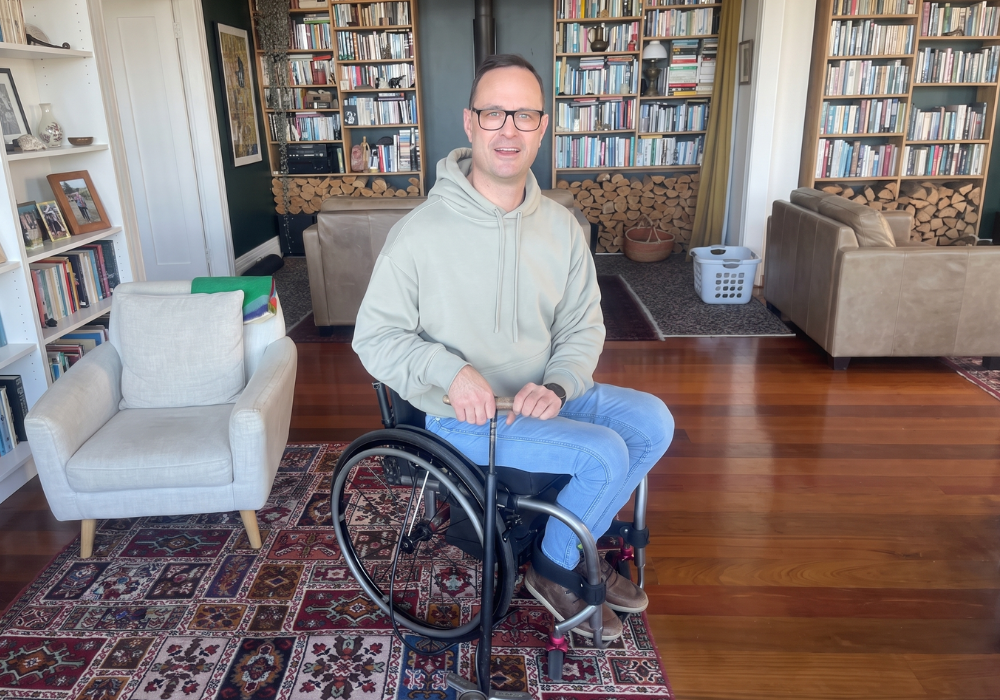 How to pump up wheelchair tires the quick way.