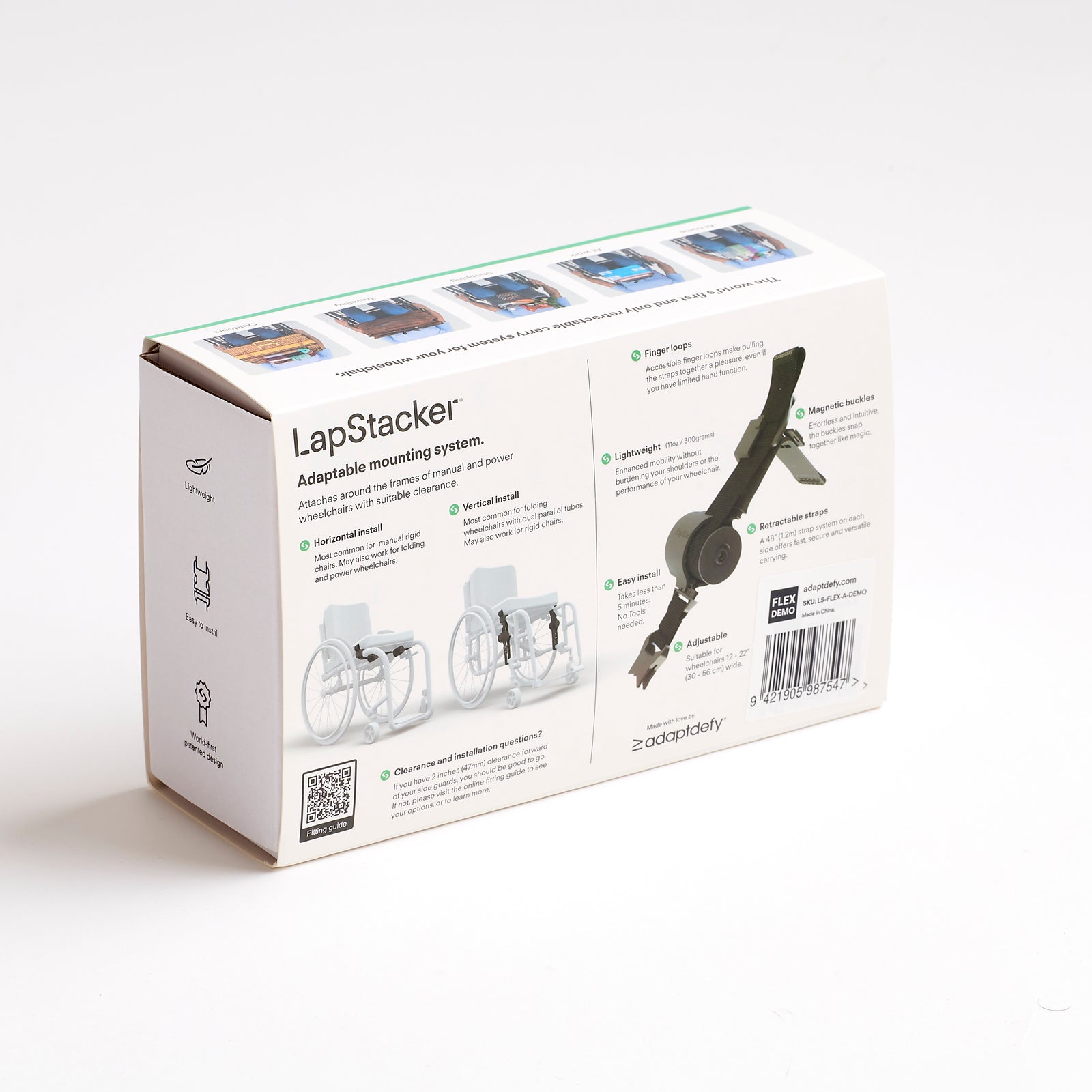 LapStacker Flex Retractable carry system for your wheelchair.