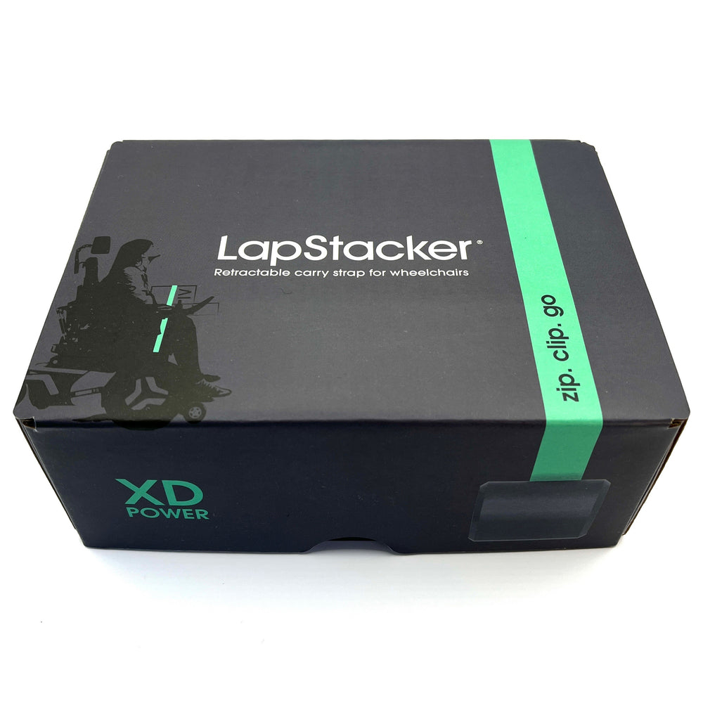 LapStacker XD retractable carry system for power wheelchairs