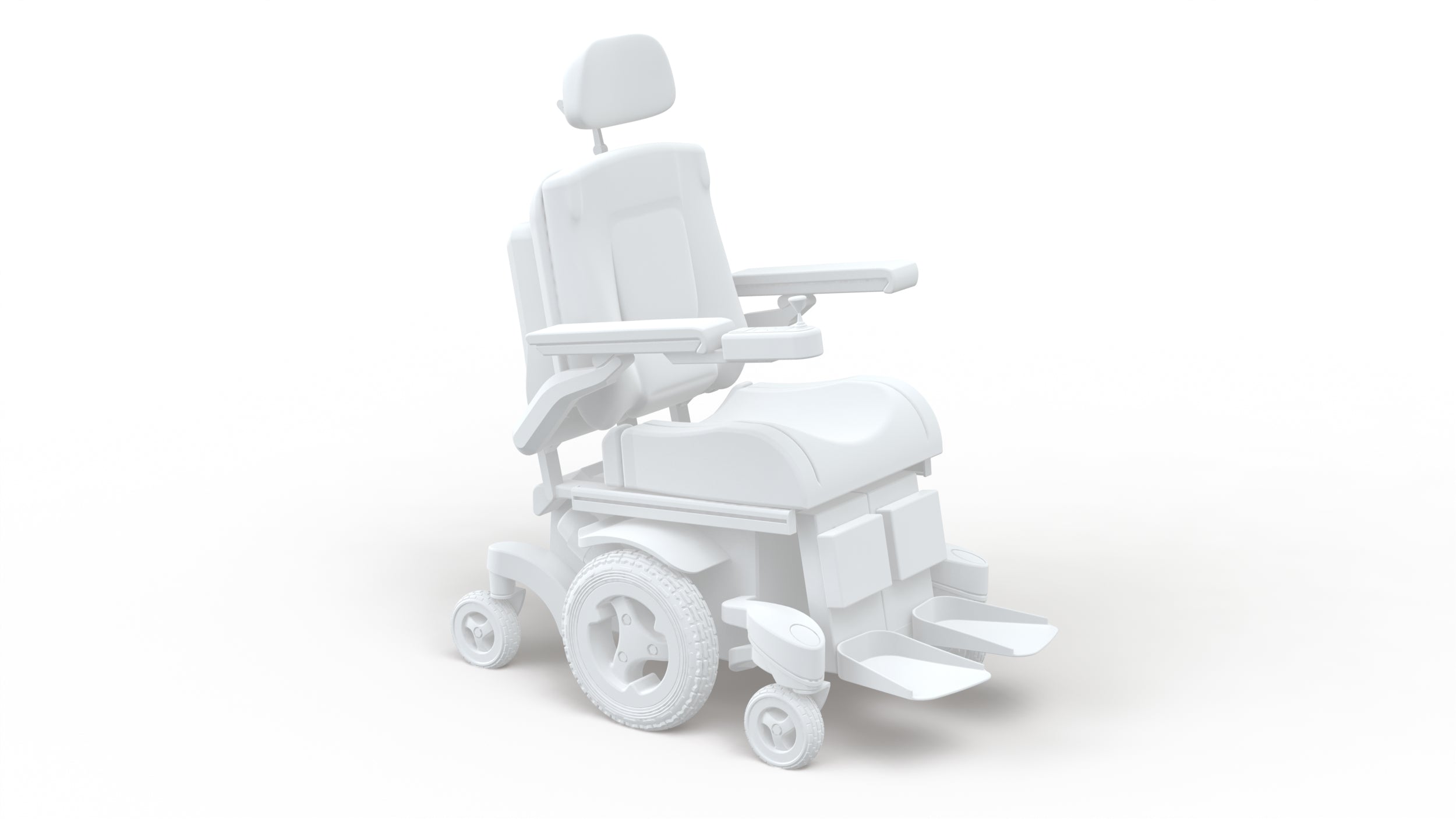 Side view render of a Quickie power wheelchair